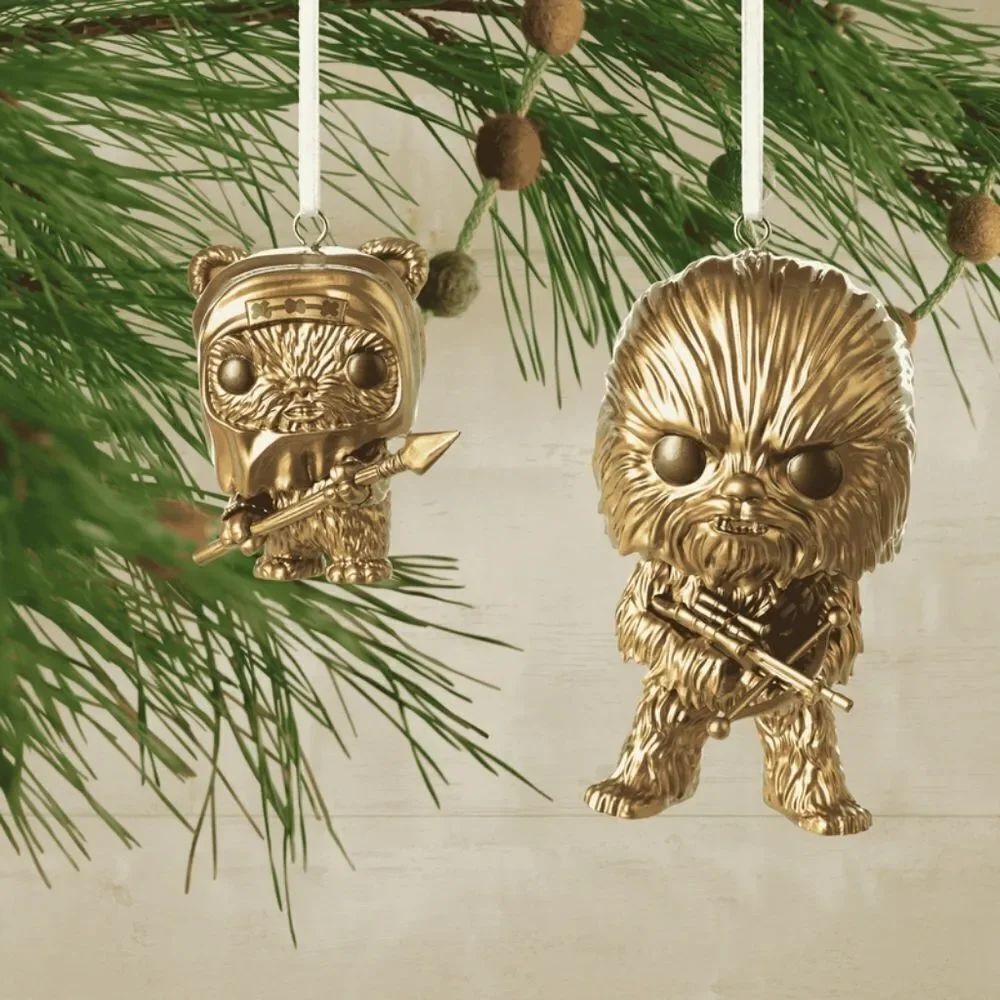 🩵NIB Star Wars Hallmark Chewbacca & Wicket Funko Pop Ornament Set